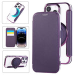 Ultra-thin Rotation Holder Magnetic Plating Vegan Leather Phone Case, For iPhone 17e / 16e, For iPhone 17 Pro Max, For iPhone 17 Pro, For iPhone 17, For iPhone Air, For iPhone 16 Pro Max
