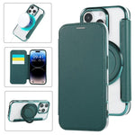 Ultra-thin Rotation Holder Magnetic Plating Vegan Leather Phone Case, For iPhone 17e / 16e, For iPhone 17 Pro Max, For iPhone 17 Pro, For iPhone 17, For iPhone Air, For iPhone 16 Pro Max