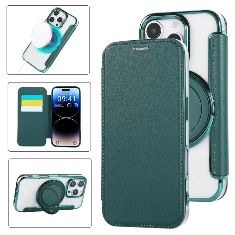 Ultra-thin Rotation Holder Magnetic Plating Vegan Leather Phone Case, For iPhone 17e / 16e, For iPhone 17 Pro Max, For iPhone 17 Pro, For iPhone 17, For iPhone Air, For iPhone 16 Pro Max
