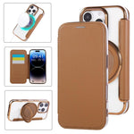 Ultra-thin Rotation Holder Magnetic Plating Vegan Leather Phone Case, For iPhone 17e / 16e, For iPhone 17 Pro Max, For iPhone 17 Pro, For iPhone 17, For iPhone Air, For iPhone 16 Pro Max