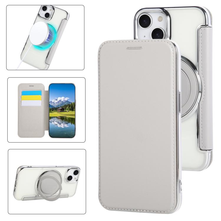 Ultra-thin Rotation Holder Magnetic Plating Vegan Leather Phone Case, For iPhone 15, For iPhone 14 / 13, For iPhone 14 Pro, For iPhone 14 Pro Max, For iPhone 13 Pro Max, For iPhone 13 Pro