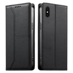 Stitched Line Magnetic RFID Vegan Leather Phone Case, For iPhone X / XS, For iPhone XR, For iPhone XS Max, For iPhone 8 Plus / 7 Plus