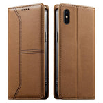 Stitched Line Magnetic RFID Vegan Leather Phone Case, For iPhone X / XS, For iPhone XR, For iPhone XS Max, For iPhone 8 Plus / 7 Plus
