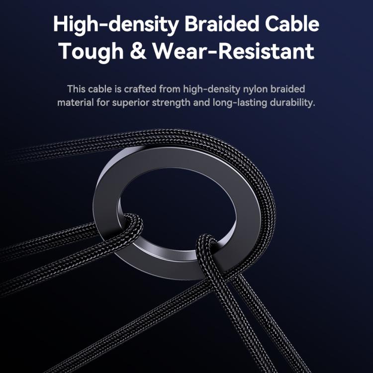 ROCK RCB0790 1.2m 3-in-1 USB to 8 Pin + Type-C + Micro USB Metal Braided Charging Cable, RCB0790