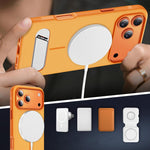 Two-colors Imitation Original Magnetic Phone Case with Holder, For iPhone 18 Pro / 17 Pro, For iPhone 18 Pro Max / 17 Pro Max