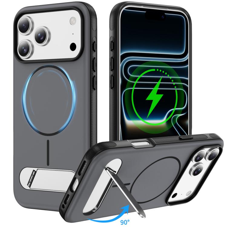 Two-colors Imitation Original Magnetic Phone Case with Holder, For iPhone 18 Pro / 17 Pro, For iPhone 18 Pro Max / 17 Pro Max