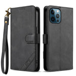 AZNS A2 Series Tri-Card Wallet RFID Vegan Leather Phone Case with Strap, For iPhone 13 Pro, For iPhone 13, For iPhone 12, For iPhone 12 Pro Max, For iPhone 12 Pro, For iPhone 11 Pro Max, For iPhone 11, For iPhone 11 Pro