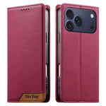Dierfeng Splicing Strong Magnetic RFID Vegan Leather Phone Case, For iPhone 17e / 16e, For iPhone 17 Pro Max, For iPhone 17 Pro, For iPhone 17, For iPhone Air, For iPhone 16 Pro Max, For iPhone 16 Pro, For iPhone 16 Plus