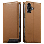 Dierfeng Splicing Strong Magnetic RFID Vegan Leather Phone Case, For iPhone 17e / 16e, For iPhone 17 Pro Max, For iPhone 17 Pro, For iPhone 17, For iPhone Air, For iPhone 16 Pro Max, For iPhone 16 Pro, For iPhone 16 Plus