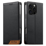 Dierfeng Splicing Strong Magnetic RFID Vegan Leather Phone Case, For iPhone 17e / 16e, For iPhone 17 Pro Max, For iPhone 17 Pro, For iPhone 17, For iPhone Air, For iPhone 16 Pro Max, For iPhone 16 Pro, For iPhone 16 Plus