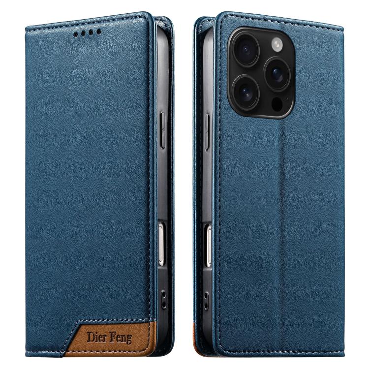 Dierfeng Splicing Strong Magnetic RFID Vegan Leather Phone Case, For iPhone 17e / 16e, For iPhone 17 Pro Max, For iPhone 17 Pro, For iPhone 17, For iPhone Air, For iPhone 16 Pro Max, For iPhone 16 Pro, For iPhone 16 Plus