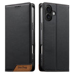 Dierfeng Splicing Strong Magnetic RFID Vegan Leather Phone Case, For iPhone 17e / 16e, For iPhone 17 Pro Max, For iPhone 17 Pro, For iPhone 17, For iPhone Air, For iPhone 16 Pro Max, For iPhone 16 Pro, For iPhone 16 Plus
