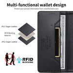 Dierfeng Splicing Strong Magnetic RFID Vegan Leather Phone Case, For iPhone 17e / 16e, For iPhone 17 Pro Max, For iPhone 17 Pro, For iPhone 17, For iPhone Air, For iPhone 16 Pro Max, For iPhone 16 Pro, For iPhone 16 Plus