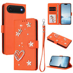 ZS01 Double-Layer Heart Floral Vegan Leather Phone Case with Wrist Strap, For iPhone 17e / 16e, For iPhone 17 Pro Max, For iPhone 17 Pro, For iPhone 17, For iPhone Air, For iPhone 16 Pro Max