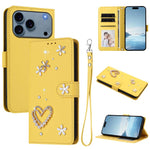 ZS01 Double-Layer Heart Floral Vegan Leather Phone Case with Wrist Strap, For iPhone 17e / 16e, For iPhone 17 Pro Max, For iPhone 17 Pro, For iPhone 17, For iPhone Air, For iPhone 16 Pro Max