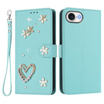 ZS01 Double-Layer Heart Floral Vegan Leather Phone Case with Wrist Strap, For iPhone 17e / 16e, For iPhone 17 Pro Max, For iPhone 17 Pro, For iPhone 17, For iPhone Air, For iPhone 16 Pro Max
