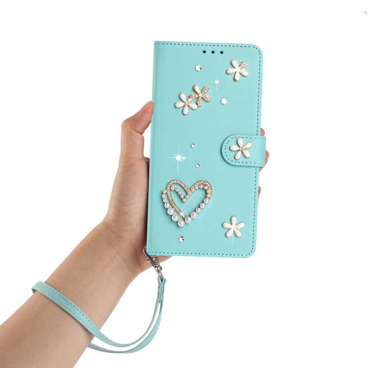 ZS01 Double-Layer Heart Floral Vegan Leather Phone Case with Wrist Strap, For iPhone 17e / 16e, For iPhone 17 Pro Max, For iPhone 17 Pro, For iPhone 17, For iPhone Air, For iPhone 16 Pro Max