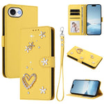 ZS01 Double-Layer Heart Floral Vegan Leather Phone Case with Wrist Strap, For iPhone 17e / 16e, For iPhone 17 Pro Max, For iPhone 17 Pro, For iPhone 17, For iPhone Air, For iPhone 16 Pro Max