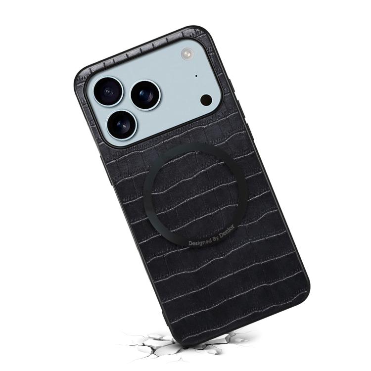 Denior A09 Crocodile Texture PU Vegan Leather Magnetic Phone Case, For iPhone 17 Pro Max, For iPhone 17 Pro