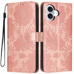 Sunflower Embossed Vegan Leather Phone Case with Small Black Rope, For iPhone 16, For iPhone 15 Pro Max, For iPhone 15 Pro, For iPhone 15 Plus, For iPhone 15, For iPhone 14 Plus, For iPhone 14, For iPhone 14 Pro
