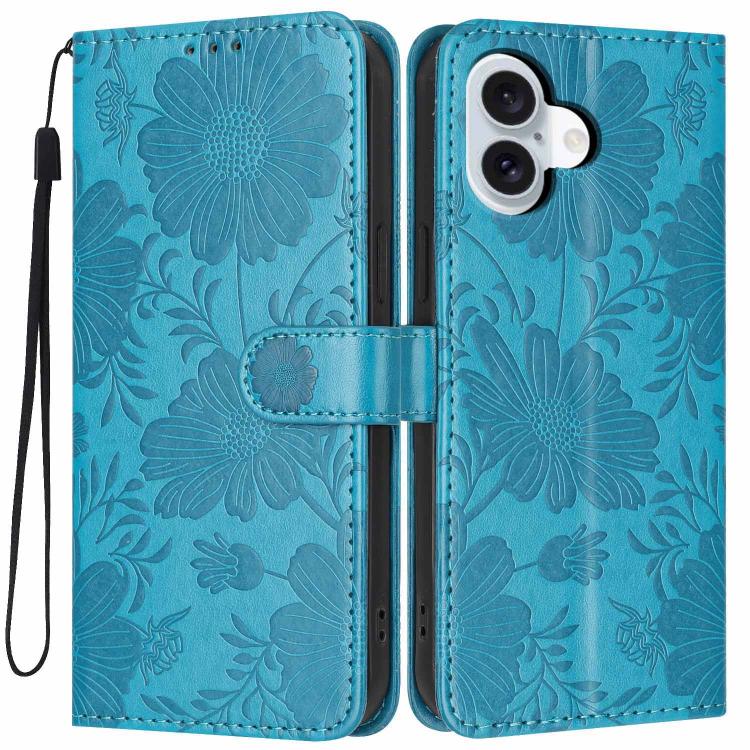 Sunflower Embossed Vegan Leather Phone Case with Small Black Rope, For iPhone 16, For iPhone 15 Pro Max, For iPhone 15 Pro, For iPhone 15 Plus, For iPhone 15, For iPhone 14 Plus, For iPhone 14, For iPhone 14 Pro