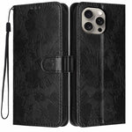 Sunflower Embossed Vegan Leather Phone Case with Small Black Rope, For iPhone 16, For iPhone 15 Pro Max, For iPhone 15 Pro, For iPhone 15 Plus, For iPhone 15, For iPhone 14 Plus, For iPhone 14, For iPhone 14 Pro