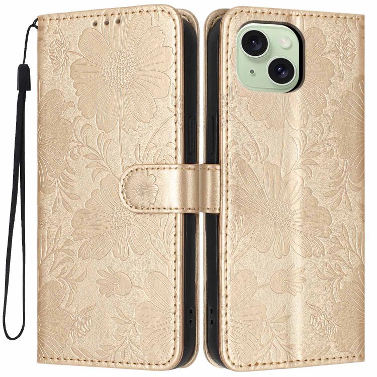 Sunflower Embossed Vegan Leather Phone Case with Small Black Rope, For iPhone 16, For iPhone 15 Pro Max, For iPhone 15 Pro, For iPhone 15 Plus, For iPhone 15, For iPhone 14 Plus, For iPhone 14, For iPhone 14 Pro