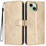 Sunflower Embossed Vegan Leather Phone Case with Small Black Rope, For iPhone 16, For iPhone 15 Pro Max, For iPhone 15 Pro, For iPhone 15 Plus, For iPhone 15, For iPhone 14 Plus, For iPhone 14, For iPhone 14 Pro