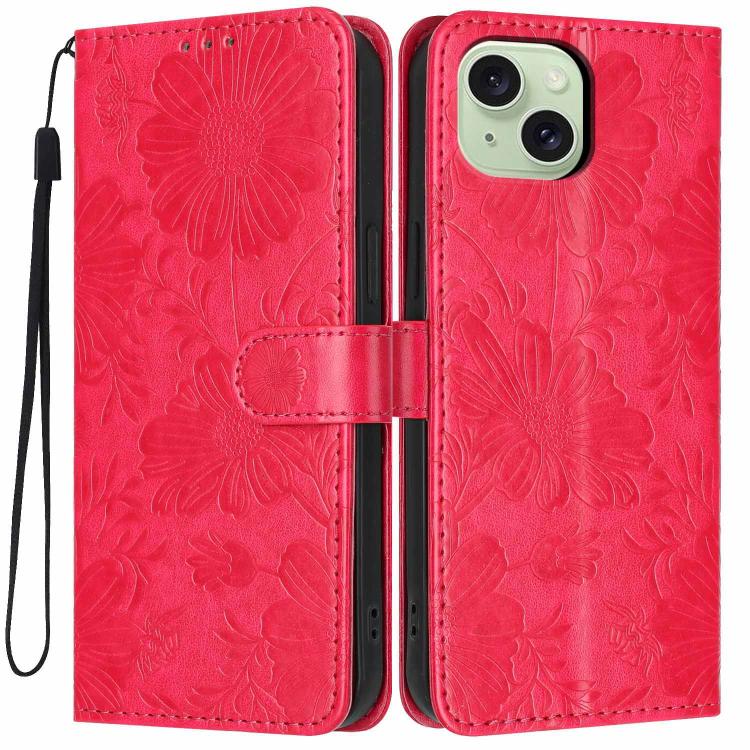 Sunflower Embossed Vegan Leather Phone Case with Small Black Rope, For iPhone 16, For iPhone 15 Pro Max, For iPhone 15 Pro, For iPhone 15 Plus, For iPhone 15, For iPhone 14 Plus, For iPhone 14, For iPhone 14 Pro