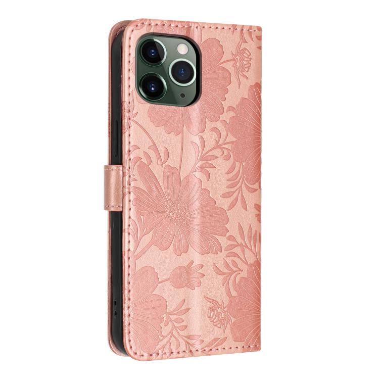 Sunflower Embossed Vegan Leather Phone Case with Small Black Rope, For iPhone 11 Pro Max, For iPhone 11