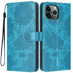 Sunflower Embossed Vegan Leather Phone Case with Small Black Rope, For iPhone 14 Pro Max, For iPhone 13 Pro Max, For iPhone 13 Pro, For iPhone 13, For iPhone 12 / 12 Pro, For iPhone 12 Pro Max, For iPhone 11 Pro Max, For iPhone 11