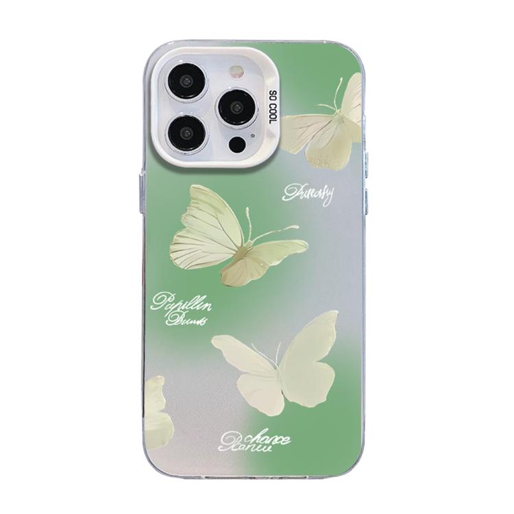 Butterfly Pattern Silver Plating PC Hybrid TPU Phone Case, For iPhone 13 Pro Max, For iPhone 13 Pro, For iPhone 13, For iPhone 13 mini, For iPhone 12 Pro Max, For iPhone 12 Pro