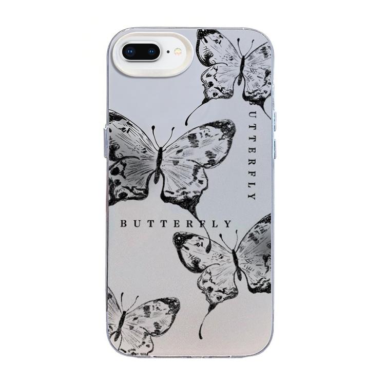 Butterfly Pattern Silver Plating PC Hybrid TPU Phone Case, For iPhone XS Max, For iPhone 8 Plus / 7 Plus