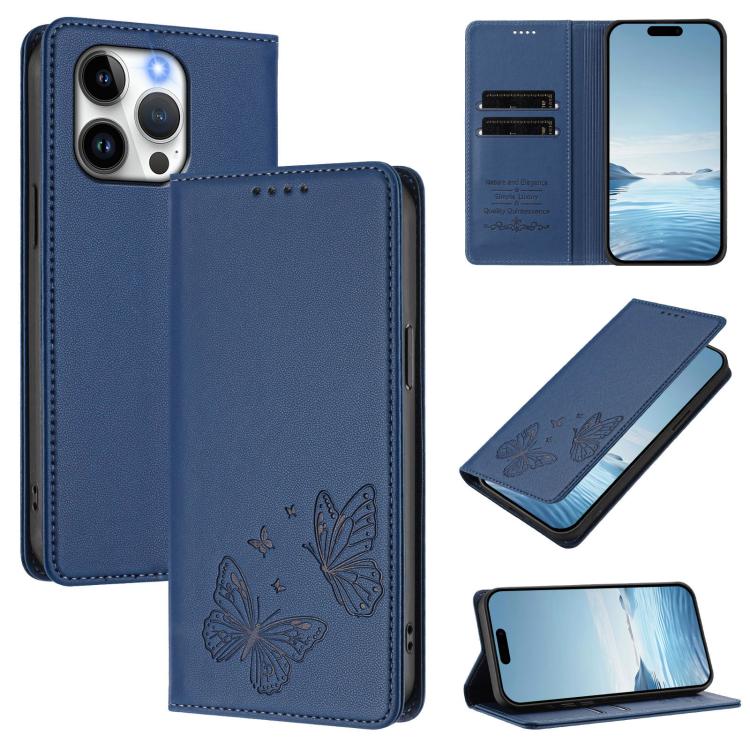 Strong Magnetic Dual Butterfly RFID Vegan Leather Phone Case, For iPhone 14 Pro Max, For iPhone 13 Pro Max, For iPhone 13 Pro, For iPhone 12 / 12 Pro