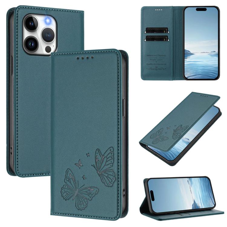 Strong Magnetic Dual Butterfly RFID Vegan Leather Phone Case, For iPhone 14 Pro Max, For iPhone 13 Pro Max, For iPhone 13 Pro, For iPhone 12 / 12 Pro