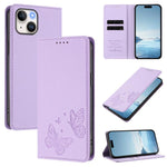 Strong Magnetic Dual Butterfly RFID Vegan Leather Phone Case, For iPhone 16, For iPhone 15 Pro Max, For iPhone 15 Pro, For iPhone 15 Plus
