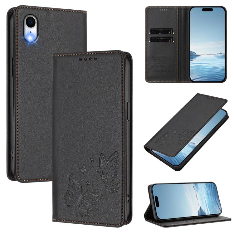 Strong Magnetic Dual Butterfly RFID Vegan Leather Phone Case, For iPhone X / XS, For iPhone XR, For iPhone XS Max, For iPhone 8 Plus / 7 Plus
