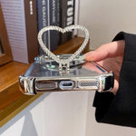 Heart-shaped Mirror Electroplated TPU + Acrylic Phone Case with Holder, For iPhone XR, For iPhone XS Max
