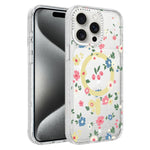 Flower Pattern IMD Glitter Magnetic Phone Case, For iPhone 15 Pro Max, For iPhone 15 Pro, For iPhone 15