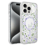 Flower Pattern IMD Glitter Magnetic Phone Case, For iPhone 15 Pro Max, For iPhone 15 Pro, For iPhone 15