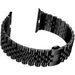 Metal Five Baht Replacement Steel Strap Watchband, For Apple Watch Ultra 49mm / Series 8&7 45mm / SE 2&6&SE&5&4 44mm / 3&2&1 42mm, For Apple Watch Series 8&7 41mm / SE 2&6&SE&5&4 40mm / 3&2&1 38mm