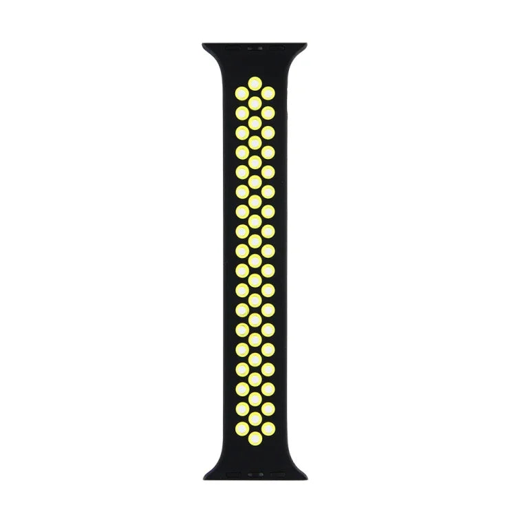 Elastic Silicone Watchband For Apple Watch Series 6 & SE & 5 & 4 40mm / 3 & 2 & 1 38mm, 135mm (Black Yellow), 135mm (Black Grey), 150mm (Red Black)