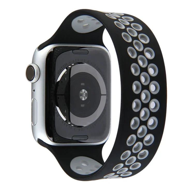 Elastic Silicone Watchband For Apple Watch Series 6 & SE & 5 & 4 40mm / 3 & 2 & 1 38mm, 135mm (Black Yellow), 135mm (Black Grey), 150mm (Red Black)