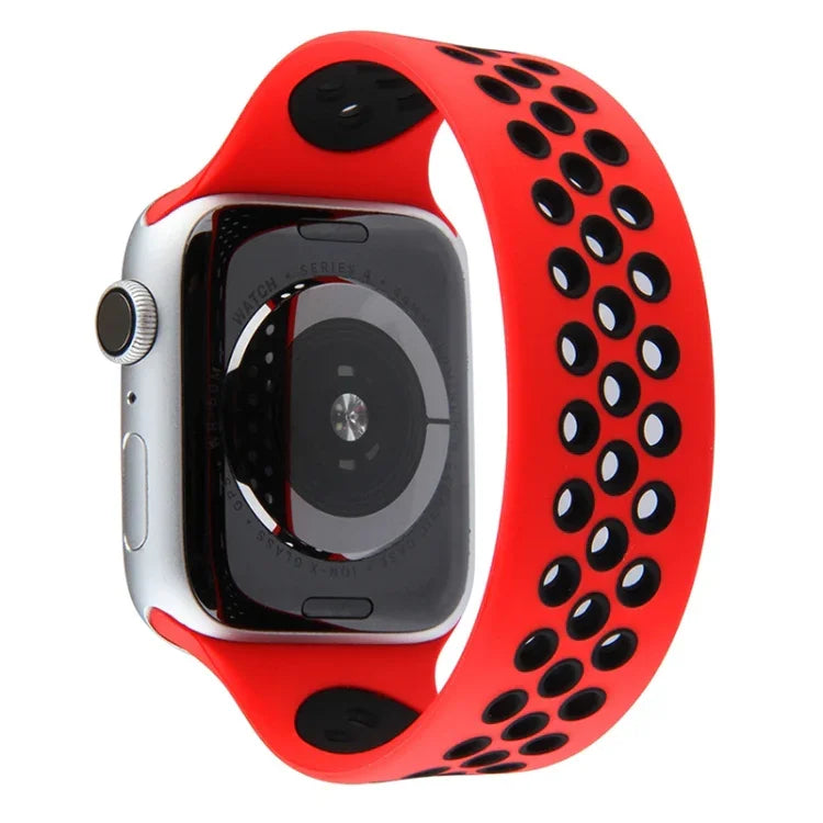 Elastic Silicone Watchband For Apple Watch Series 6 & SE & 5 & 4 40mm / 3 & 2 & 1 38mm, 135mm (Black Yellow), 135mm (Black Grey), 150mm (Red Black)