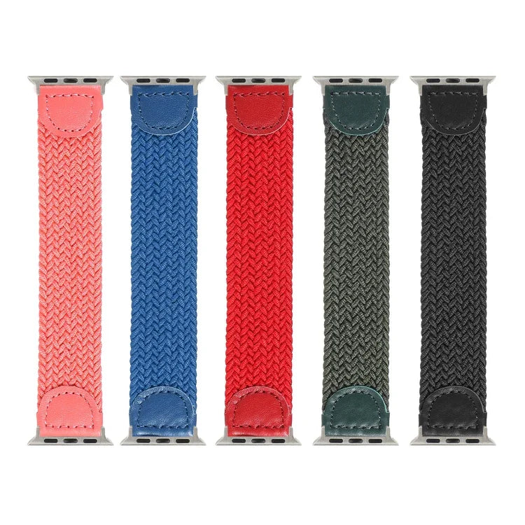 Nylon + Leather Braided Watchband For Apple Watch Series 6 & SE & 5 & 4 40mm / 3 & 2 & 1 38mm, S, M, L