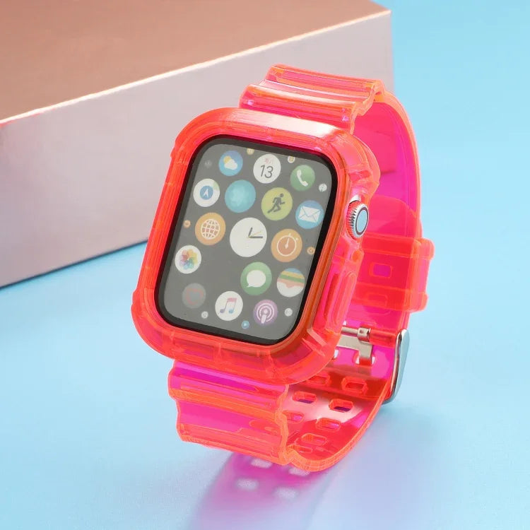Transparent TPU Integrated Replacement Watch Strap, For Apple Watch Series 8&7 41mm / SE 2&6&SE&5&4 40mm / 3&2&1 38mm, For Apple Watch Series 7 41mm / 6 & SE & 5 & 4 40mm / 3 & 2 & 1 38mm                                                                 ...