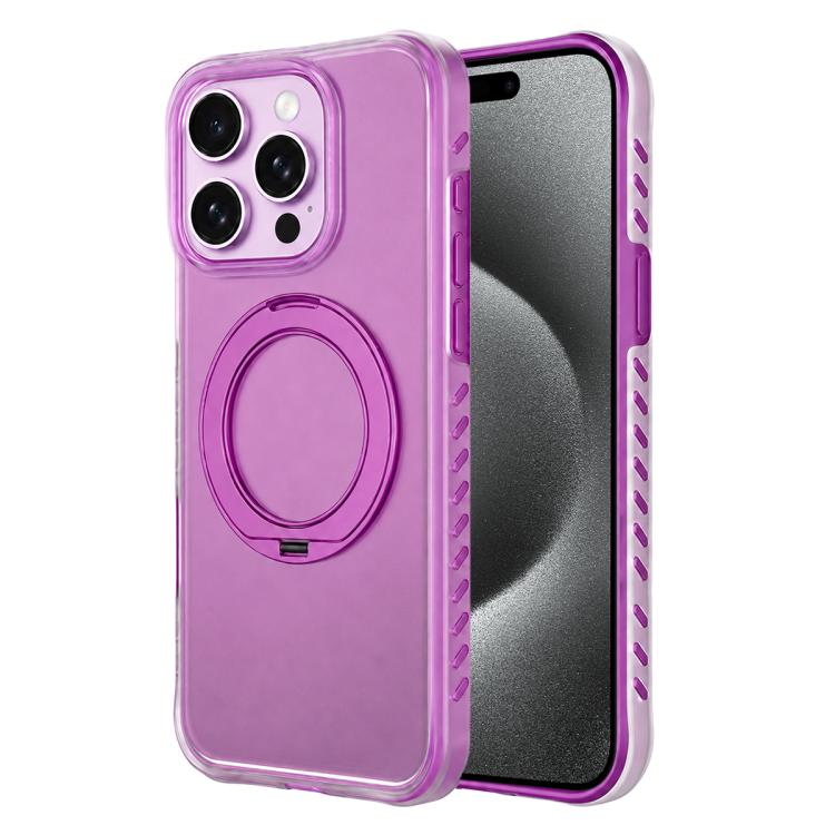 Matte Translucent 360 Rotation Magnetic Holder Phone Case, For iPhone 15 Pro, For iPhone 15