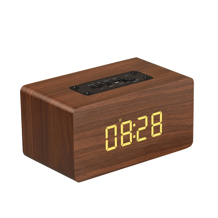 W5C Subwoofer Wooden Clock Bluetooth Speaker, Support TF Card & 3.5mm AUX, Brown Wood, Yellow Wood