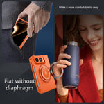 360 Rotation Ring Holder MagSafe Shockproof PC Phone Case, For iPhone Duo