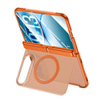 Integrated Shell And Flim Translucent Hinge Holder Magnetic Phone Case, For iPhone Duo